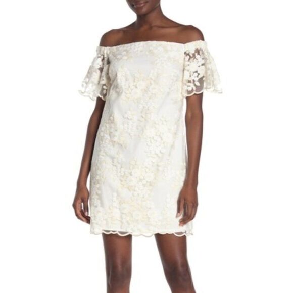 Trina Turk Merengue Floral Embroidered Dress in Ivory - NEW - Picture 1 of 11